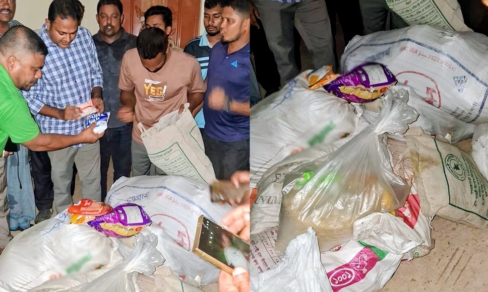 পিআইও কার্যালয়ের কর্মচারীর বাসা থেকে বিপুল সরকারি ত্রাণ উদ্ধার