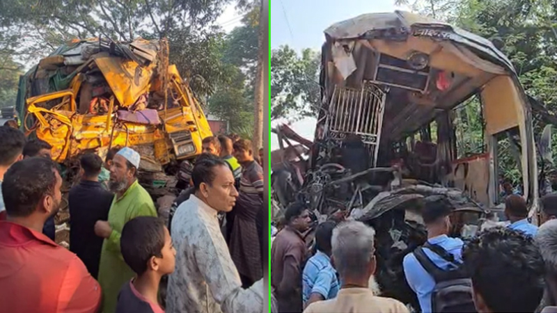 নাটোরে বাস-ট্রাকের মুখোমুখি সংঘর্ষে নিহত ১৪, আহত ৩০